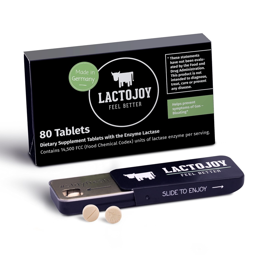 LactoJoy Lactase Pills 14.500 I 80 Piesses I Powerful Lactase Enzymes for Laktosa Intoleransi I Ultra Pure Lactase for Imprected Ditrable I No Silicon Dioksida, No Articial Flavors, No Sucralove