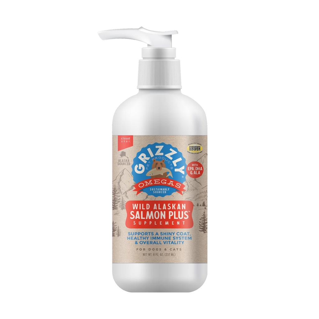 Grizzly Pet Product GRIZZLY PET- Salmon Oil For Dogs 8 oz. Pompa SINGLE