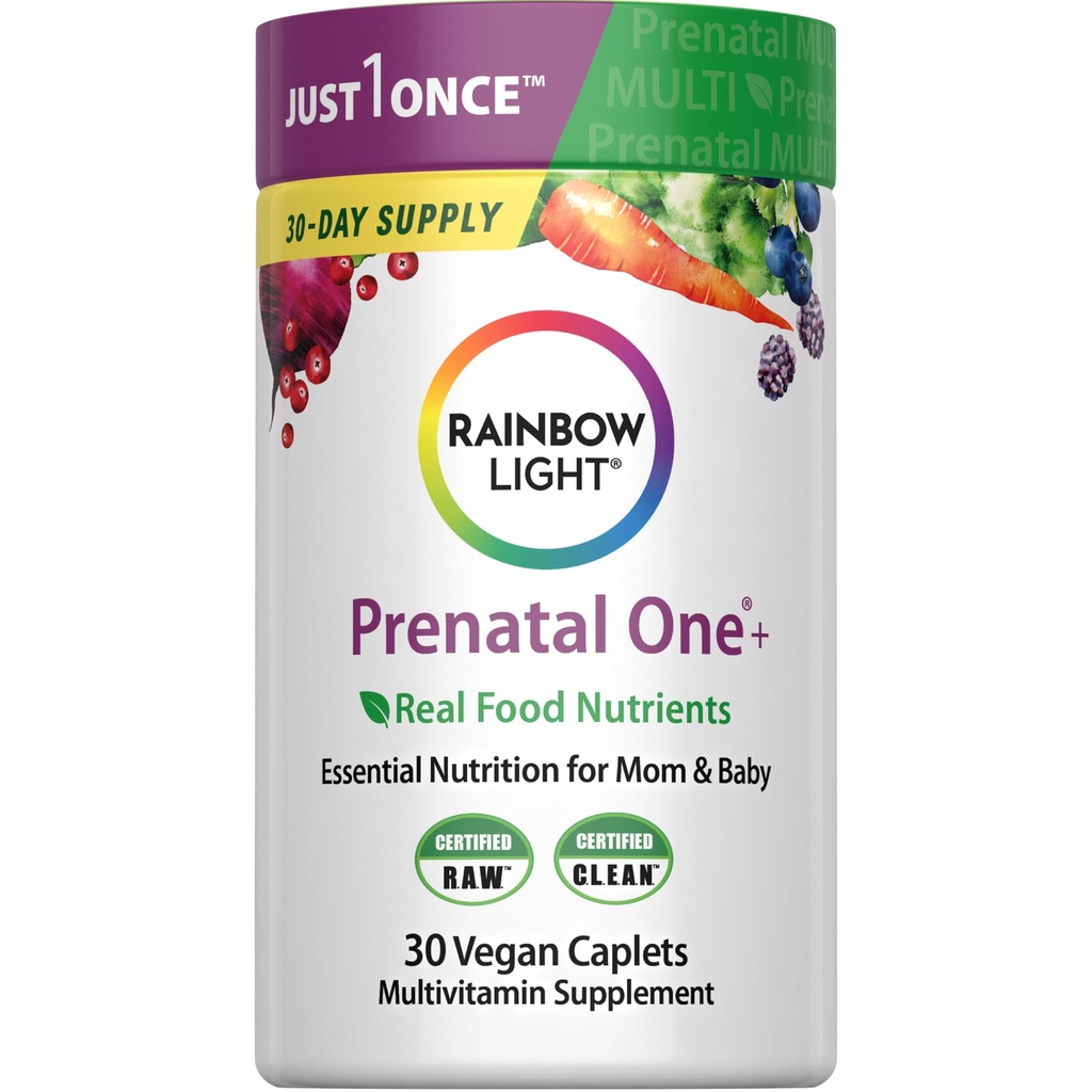 Rainbow Light High- Potency Prenatal One Multivitamin, Prenatal Health Multivitamin Support Mom 's Health and Baby' s Development, With Vitamin C, Vegan, 30 Count