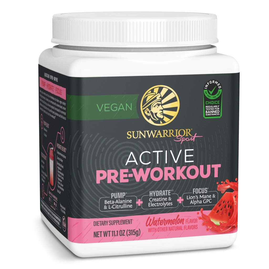 Sunwarder Pre Workout Powder Energy Drinder, Vegan Plant, berbasis Suplemen 124; Pompa, Hydrate, Fokus, Endurance, & Enerver Builder 124; Watermelon Flavored 30 Servings: 124; Pembuatan Aktif