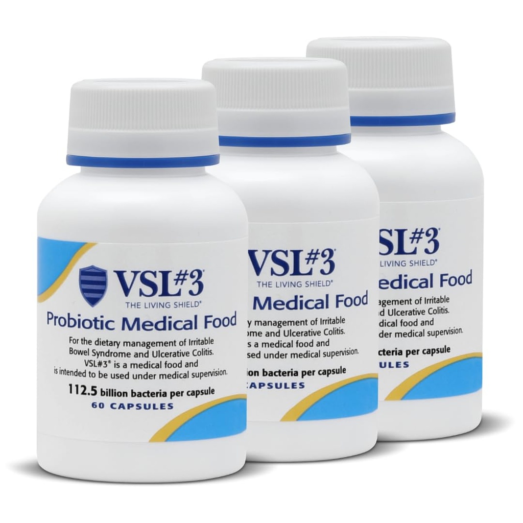 VSL # 3 ® Progres for Digetical Health, IBS & UC Sympitics - 112.5B CFUS, Tinggi-Potency, Multi- Strain, Live, Refriated Probiotic, Medical Food for Gut Health Support in Men & Women, 180 Capsules