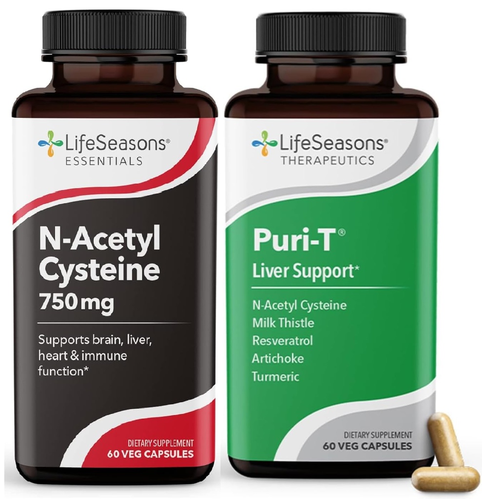 LifeSeasons Puri- T dengan N- Acetyl Cysteine Boost - Support Liver & Lung Detoxifikasi - 120 Kapsul