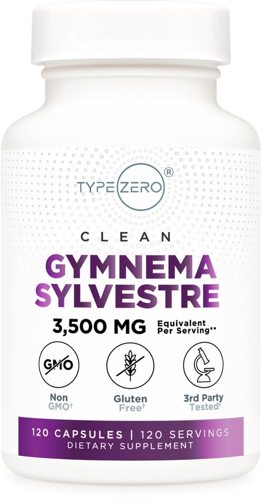 Tipe Zero Clean Gymnema Sylvestre Capsules (120 Servings, 3.500 MG Equivalen Per Serving) - Non-GMO, Gluten Free