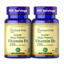 Puritan 's Pride Premium Sunvite ♪ Mega- Potency Vitamin D3 10.000 IU, Dietary Suplemen untuk Healleal Bones, Teeth, and Imune System Dupport, 100 Rapid Rapid Lepaskan Softgels