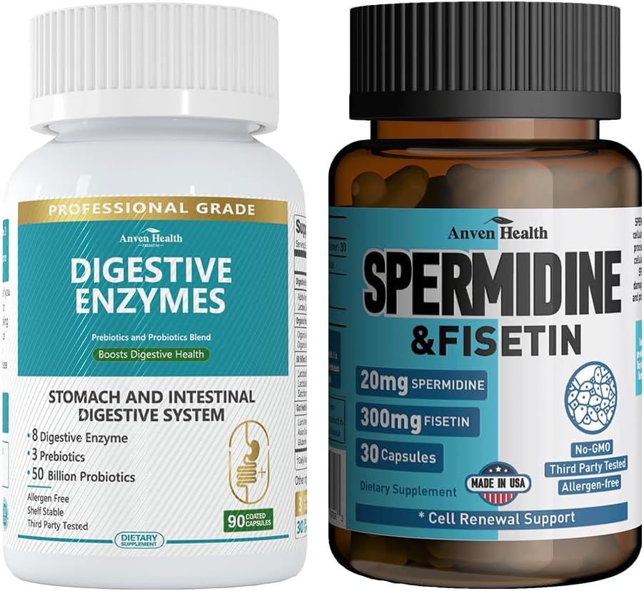 800mg Digetical Enzymes for Men and Women + Spermidinine & Fisetin Suplemen - 20mg 98% Spermidine 3HL