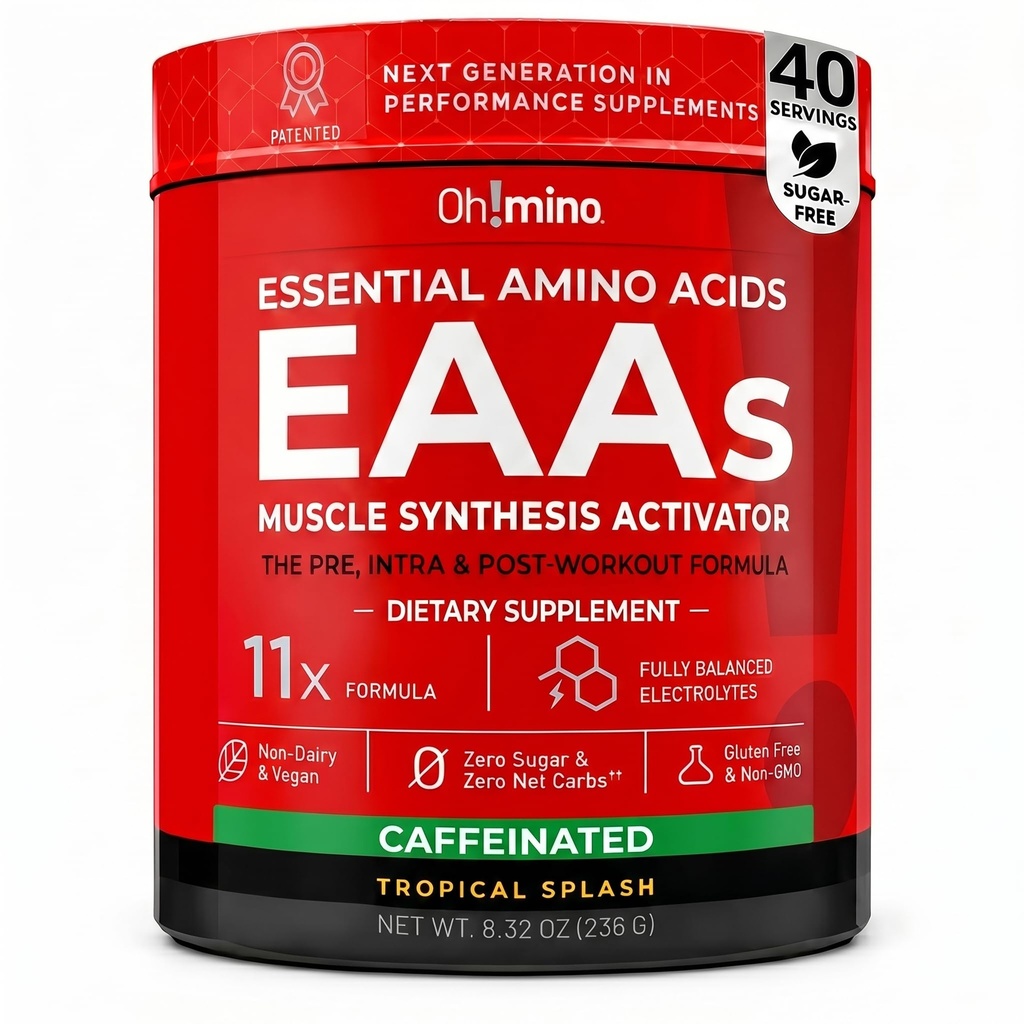 Oh! Tambahan Amino Accids Mino. Splash tropis, bubuk kafein. Semua 9 EAA, BCAAs dan Amino Sempurna untuk Kerja, Amino Energy, dan untuk membangun Otot, dan Perbaiki Lebih Cepat.