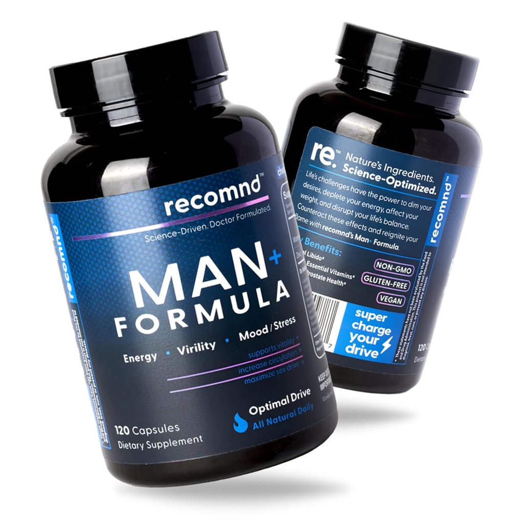Nutrition - Man + Formula, Energi Dukungan, Dukungan Otot, dan Prostat Suplemen Kesehatan untuk Pria dengan Vitamin E, Saw Palmetto, Ginseng Korea Merah, dan Lebih, 120 Kapsul