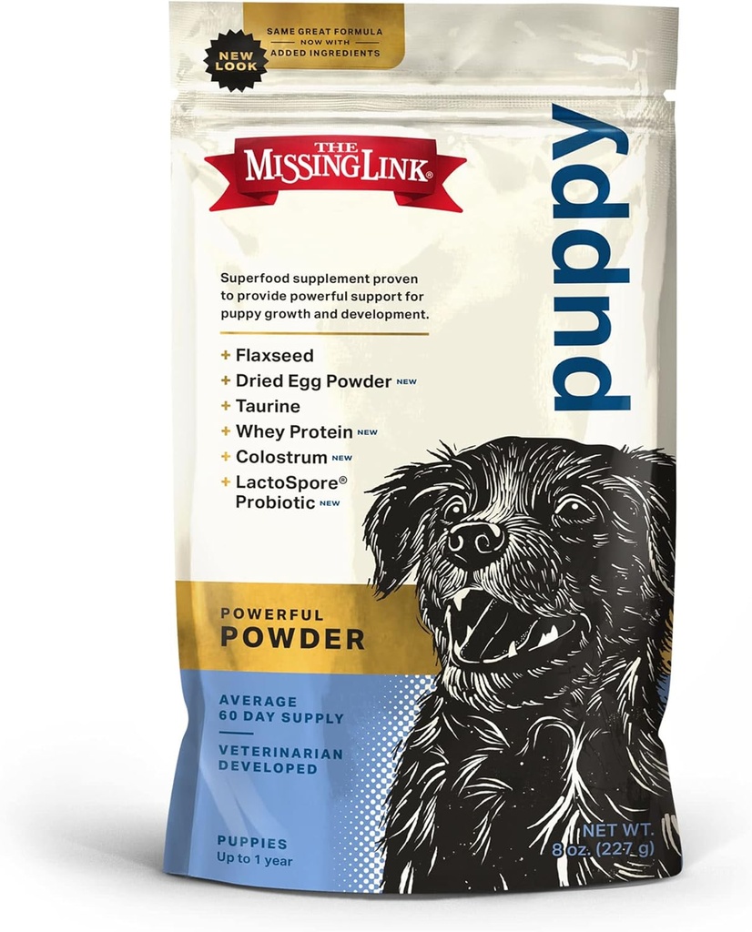 The Hilang Link Puppy 8oz Supporder - Superfood Powder Promotes Growth & Development, Supports Imunity, Diathable, Bones, Skin & Coat of Dog