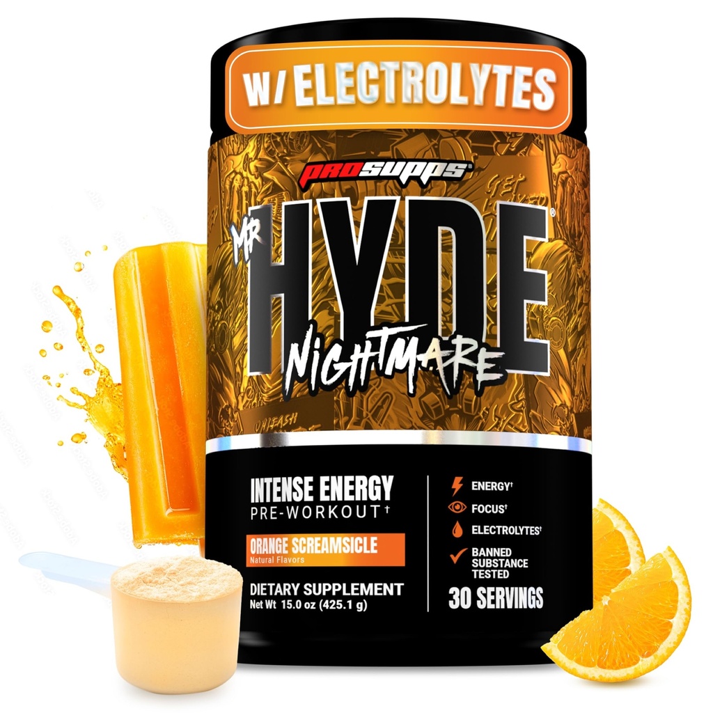 PROSUPPS Mr. Hyde Nightmare Pre Workout Powder with Caffeine & Beta Alanine - Pretraining for Intense Energy, Mental Focus & Formance - Gym & Fitness Suplemen (Orange Creamsicle, 30 Servings)