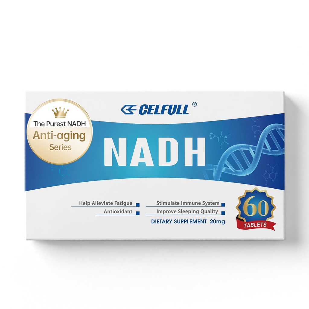 Suplemen CELFULL NADH Tambahan 40mg Enchance NMN Alternatif NAD + Tambahan untuk Suplemen Imune Dukungan Antiaging Boost Brain Cognition & Chronic Fatigue Suplemen