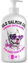 Minyak Salmon liar Alaska untuk Anjing & Kucing - Murni Ikan Omega 3 6 Cair EPA DHA Acids Gendut - Skin & Coat Suplemen - Pendukung Fungsi Gabungan, Otak, Mata, Immune & Heart Health - Dibuat di USA 8 oz
