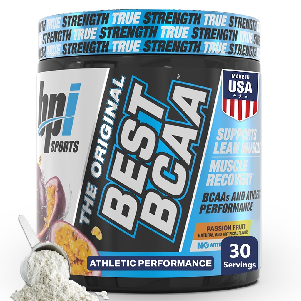 BPI Sports Best BCAA Powder - Dukungan Muscle Recovery - Branched Chain Acids 126; Building Blocks of Protein and Muscle - Post Workout Recovery - Hidration - Passion Fruit, 30 Servings