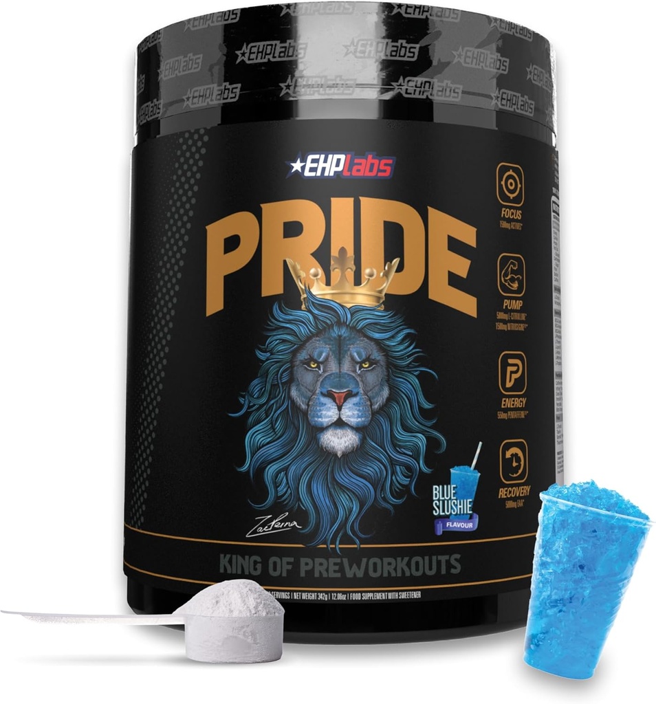 Suplemen Energi Powder Pra EHP - Sugar Free Pretraining for Men & Women, Energy Powder Boost Drink with BCAA - 280mg of Caffeine - Blue Slushie (40 Servings)