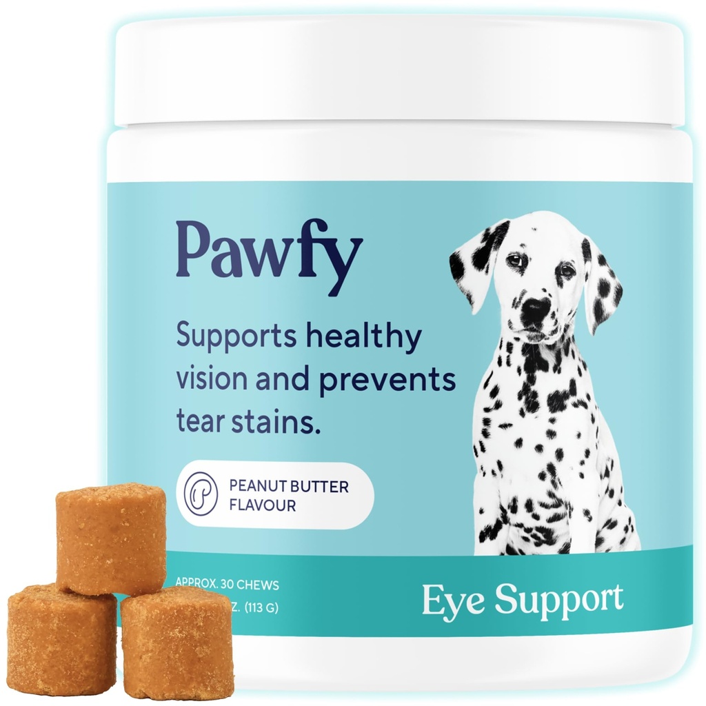 Dukungan Pawfy Eye lembut Chews 124; Mencegah Tear Selang 124; Dukung Mata 124; Overall Eye Health 124; dengan Luthein, Krill Oil & Staxanthin