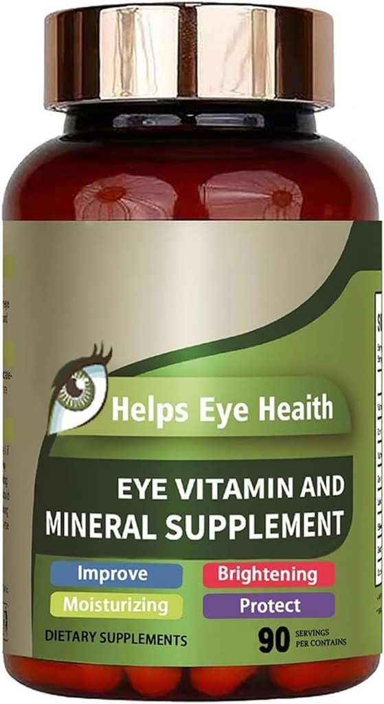 Eye Vitamin & Mineral Suplemen dengan Lutein, Hobxanthin, Supports Eye Strain, Vision Health for Dewas dengan Vitamin C & E, Vegan Eye Vitamin