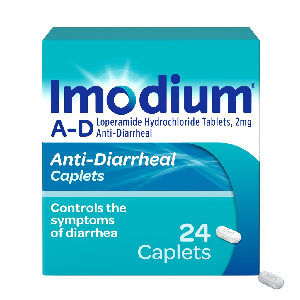 Imodium A- D Diare Relief Caplets dengan Loperamide HCI, Anti- Diarrheal Medicine untuk Bantuan Pengendalian Gejala Diare Karena Acute, Traveler 's Diare, HSA / FSA Elivightly, 24