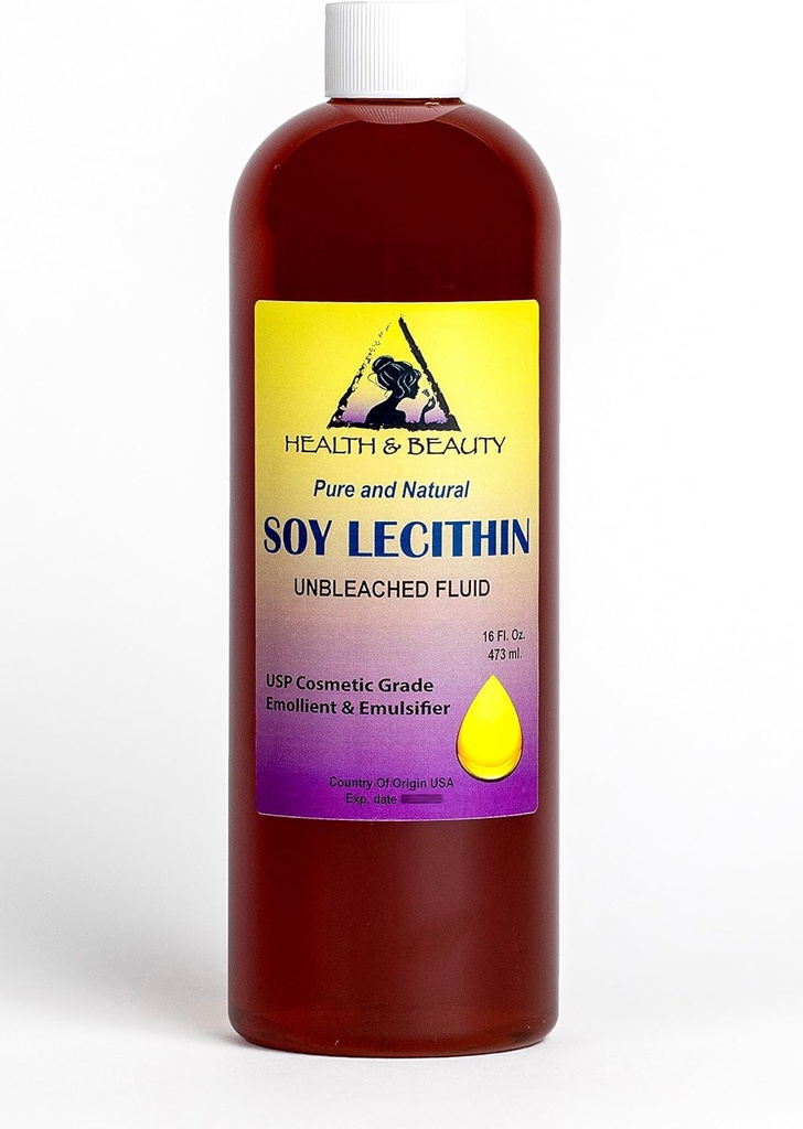 Lesit Soy Unbleached Fluid Liquid Emulsifier Emollient Stabilizer Pure 16 oz