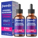Lipomal Glutathione Suplemen Cairan (Paket 2), 98% Absorpsi, dengan Vitamin C, L- Glutathione, 2 Fl Oz per Botol