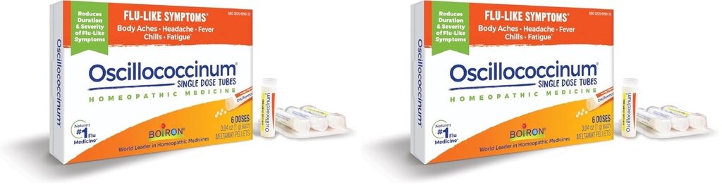 Boiron Oscillococcinum for Relief from FluLike Symptoms of Body Aches, Headache, Fever, Chills, and Fatigue - 6 Count (Paket 2)