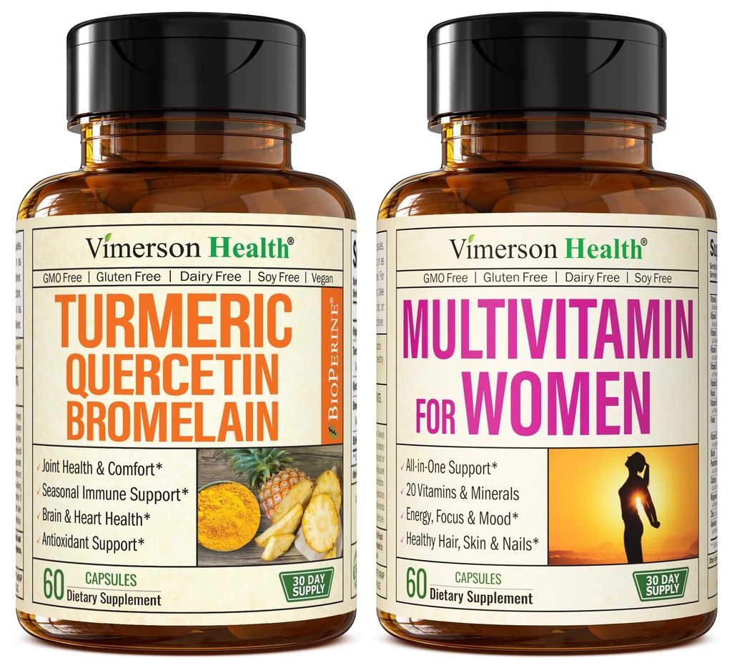 Quercetin dengan Bromelain & Curcumin Turmerik & Lengkap Multivitamin untuk Perempuan