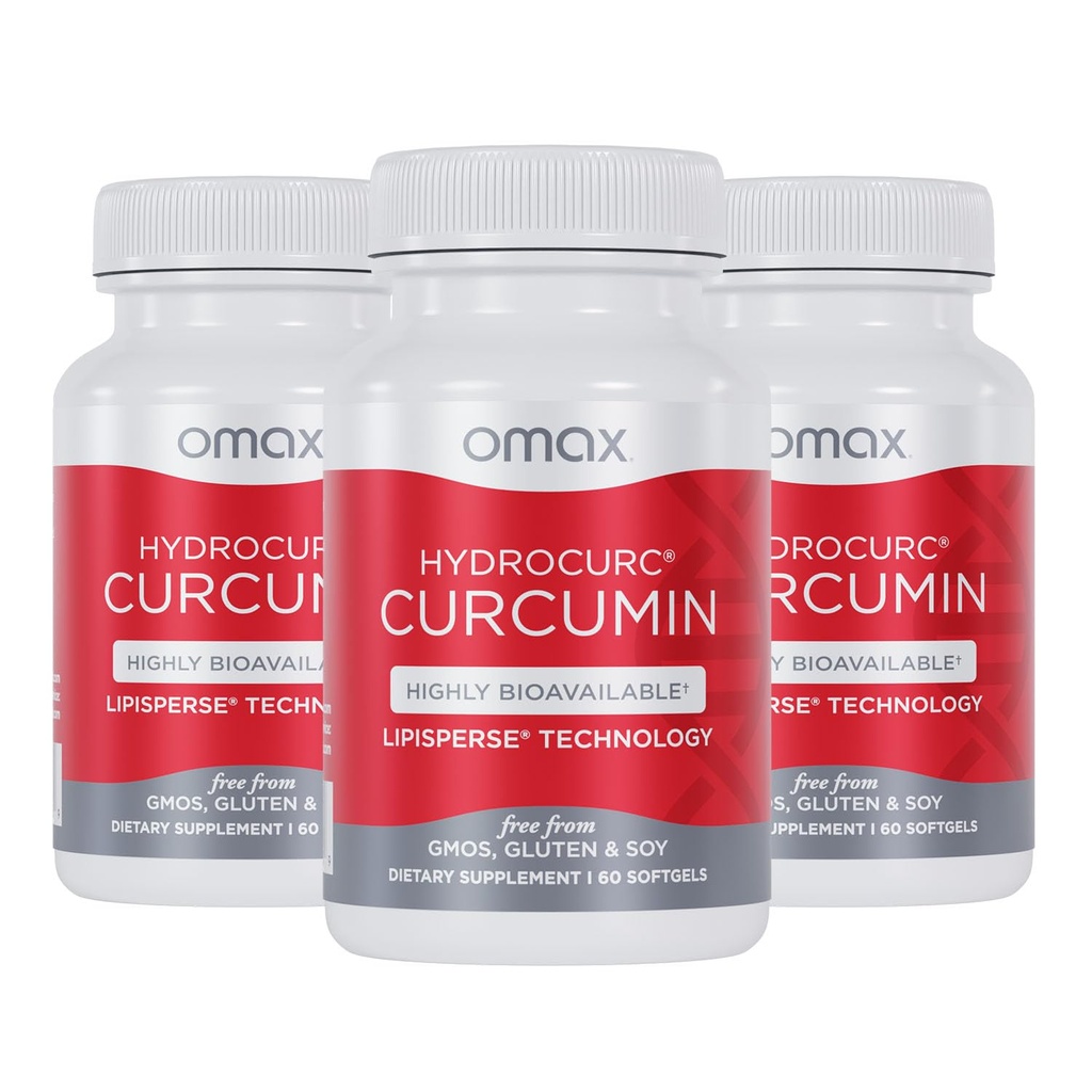 Omax3 HidroCurc Turmunic Curcumin Softgels, MCT Nanopic yang sangat tersedia untuk Potency & Absorpsi, Kesehatan Gabungan, 180 Softgels (3 Pack)