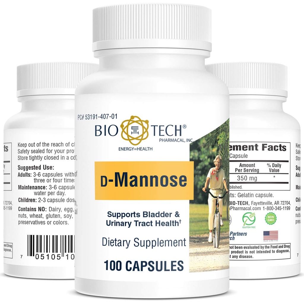 Bio- Tech Pharmacal D- Mannose, Support Bladder and Urinary Trakte Health (100 Count)