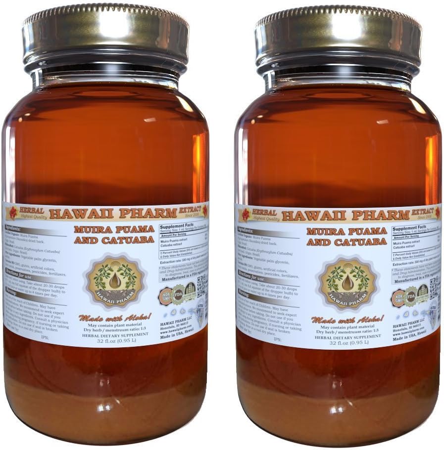 Muira Puama dan Catuaba Cair Extract Tambahan Taincture Suplemen 2x32 oz
