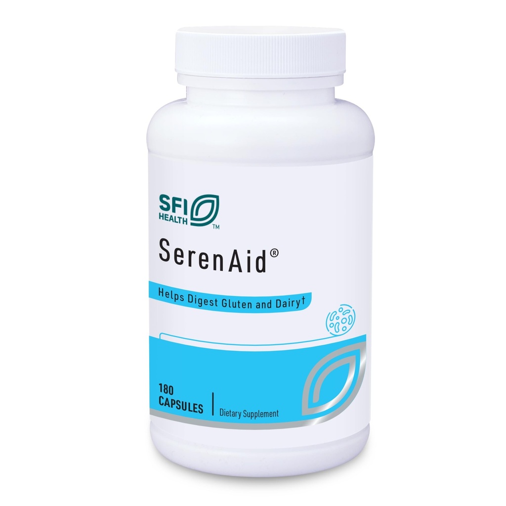 Klaire Labs SFI Health SerenAid - Vegetarian Multi Digetical Enzymes Suplemes with DP-IV Activity & Lactase - Enzyme Blend to Dued Gluten & Dairy Breakdown