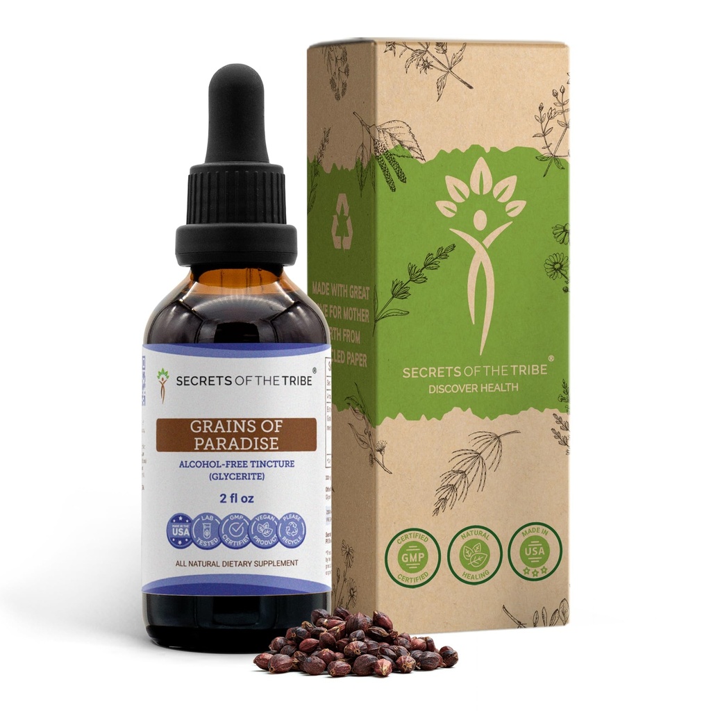 Grains of Paradise Tincture Alcohol- Free Liquid Extract, Grains of Paradise (Aframomum remueta) DrySeeds (2 FL OZ)