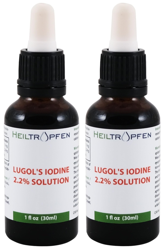 2X 2.2% Liodine Solution 2x1 Fl Oz - 2x30 ml 124; Farmasi kelas Ingredication 124; Solusi Lugo dibuat dengan Iodin dan Potodide 124; Set Two Bottles 124; Heiltropfen ®