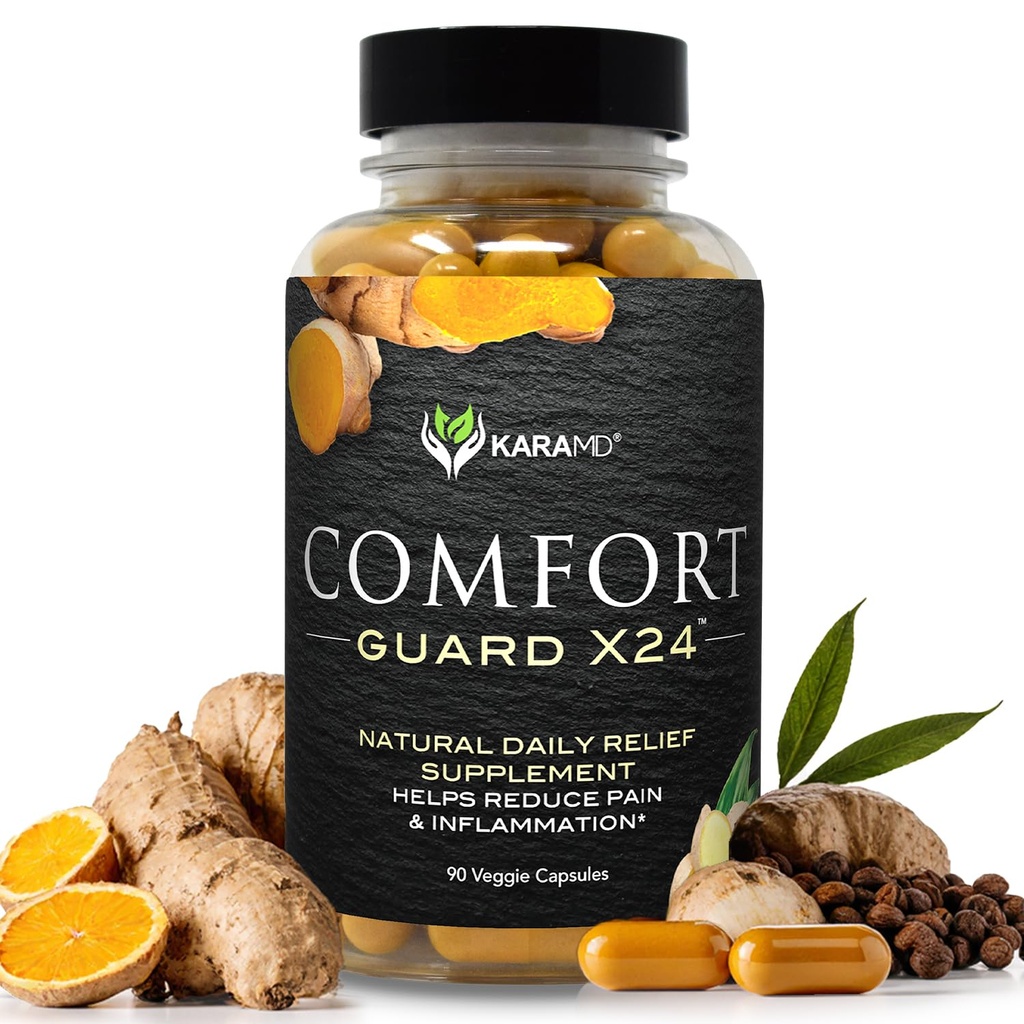KaraMD Comfort Guard X24 124; Gabungan & Movement Support: 124; Turmeric Curcumin, Boswellia & Ginger 124; Kemudahan Muscle Discomfort & Joint Stiffness 124; Non-GMO, Gluten Free & Vegan (30 Hamba)