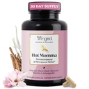 Winged Wellness Hot Momma Menopause Suplemen Perempuan - Hormone- Free Menopause Relief Dukungan Panas & Cuaca Malam dengan Chaste Tree Berry, Multivitamin & Lebih - 60 Vegan Capsules