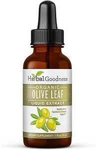 Herbal Good Olive Leaf Extract Liquid 1oz - untuk Imune Boost, Cadiovascular Dukungan, Kognitive Wellbeing, Imported Kesehatan dan Digetical Comfort dengan Antioksidants - 1 Botol