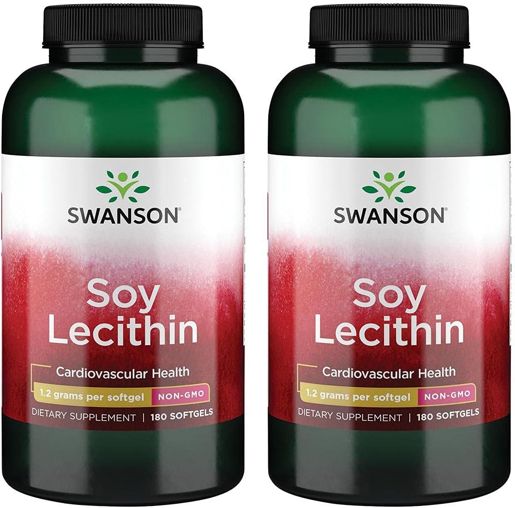 Swanson Premium Brand Soy Lesit Non-GMO 1.2 g 180 Sgels 2 Pack