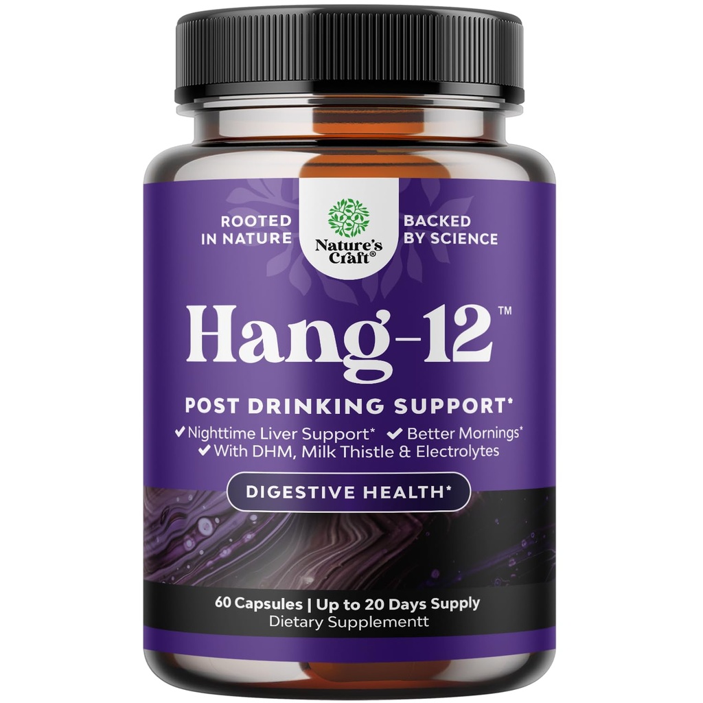 Waktu malam hari Detox & Pil Hidration - Pra dan Post Drinking Support Liver untuk Better Mornings dengan DHM Dihyrommyricetin Milk Thistle Extract dan Electrolites (60 Capsules)