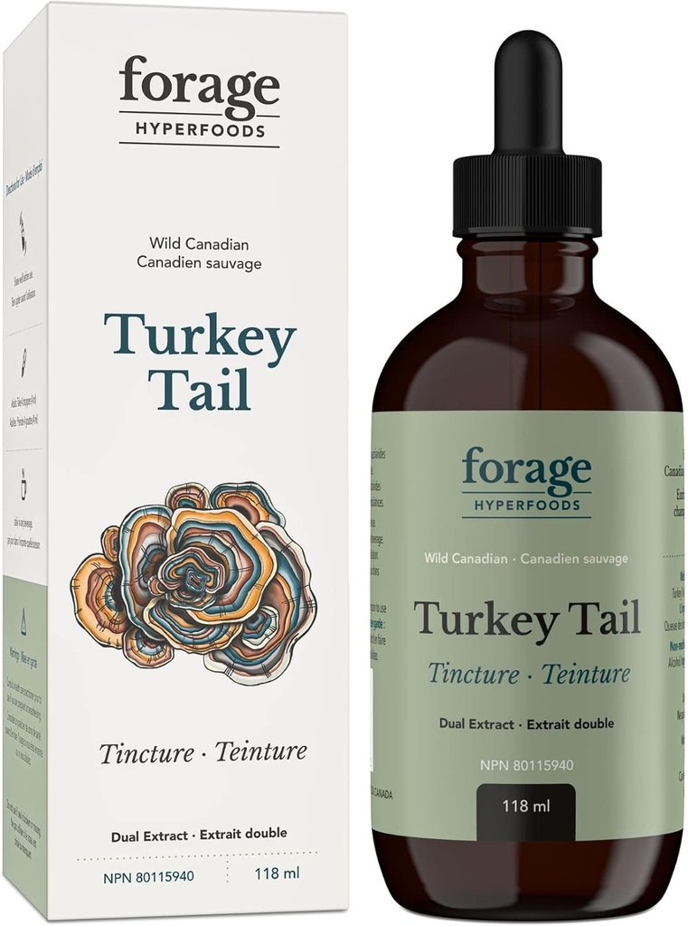 Forage Hypergroood- Original Canadian Wild Turkey Mushroom Superfood Liquid Extract Taincture, Vegan, Non-GMO, Immune System and Gut Health Support, 118ML