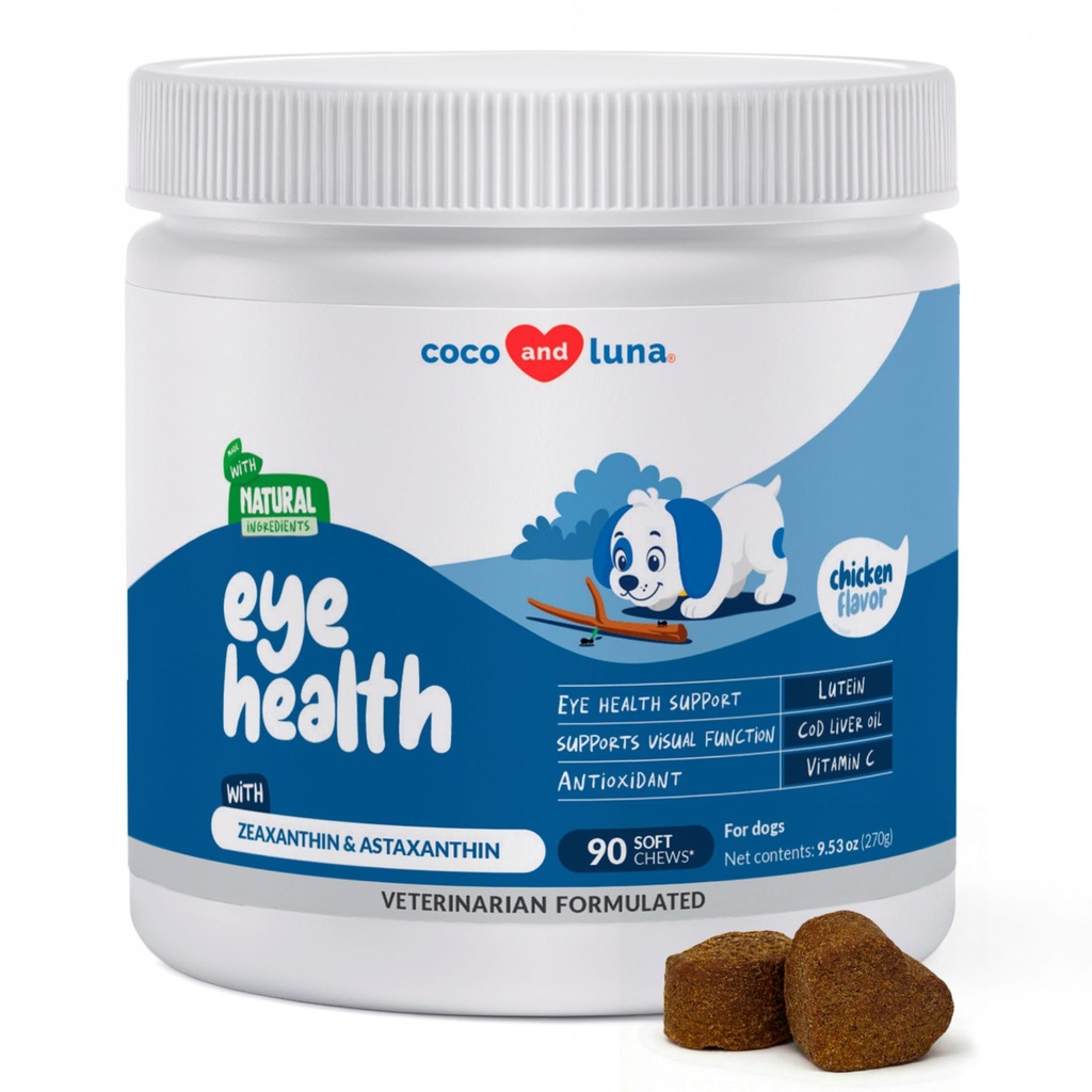 Dukungan untuk Anjing - 90 Soft Chews - Tambahan Anjing untuk Vision, Mata Vitamin untuk Anjing, dengan Cod Liver Minyak Antioksidant, Tambahan Dog Omega, Omega EPA Omega dan DHA Fatty Acids.