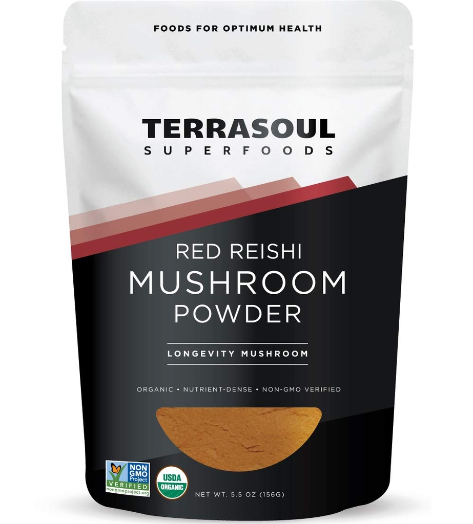 Terrasoul Superfood Organic Reishi Mushroom Powder (4: 1 Ekstraksi), 5.5 Oz, Imune Dukungan, Stress Relief, Better Sleep, Merangkul Kekuatan Jamur Adaptogenik