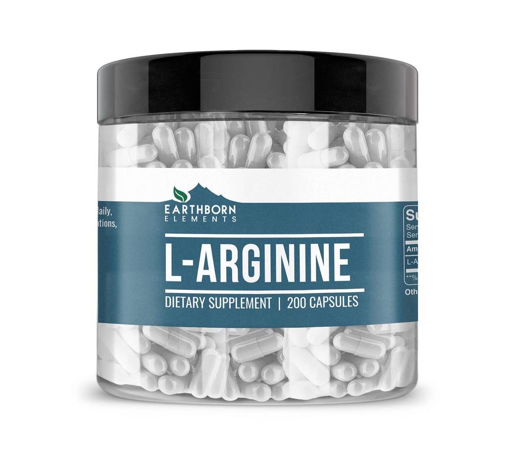 Elemen Terlahir di Bumi L- Arginine Pure & Undiluted, Tidak Ada Addolres (200 Kapsul)