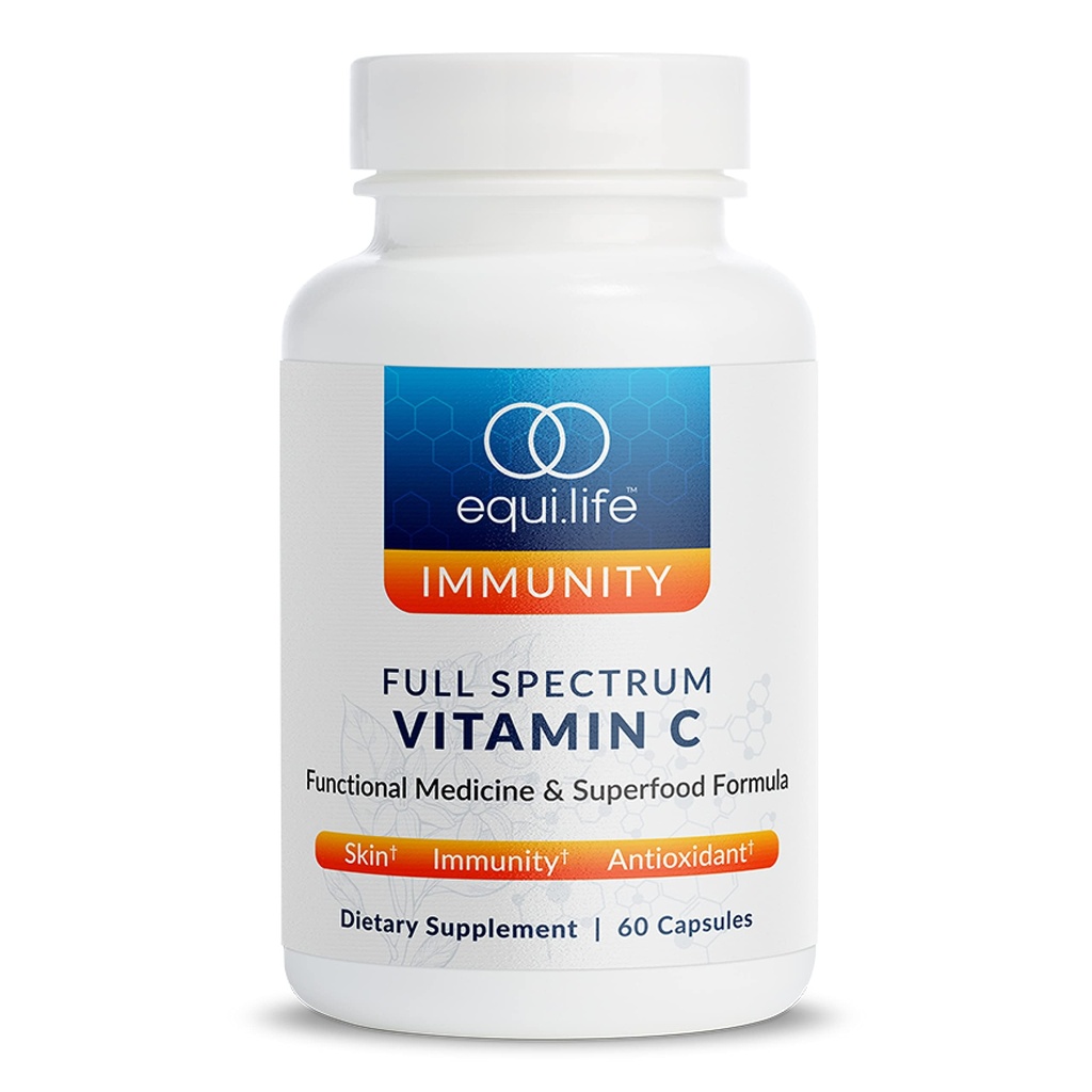 Equilife Full Spectrum Vitamin C Suplement with Quercetin, Hibiscus, dan Rutin, Plant Based Antioksidant Formula, Gluten Free, Soy and Dairy Free, Non GMO, Easy to Use, 60 Capsules