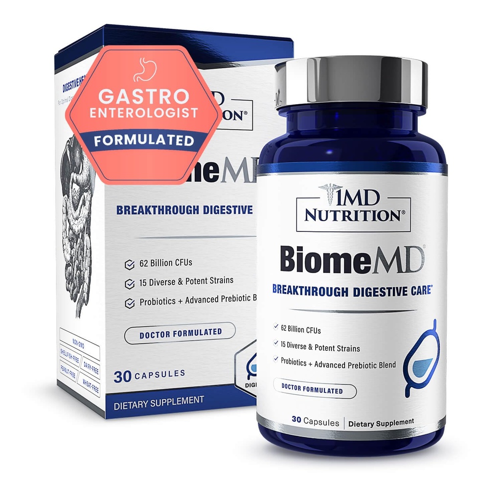 1MD Nutrition BioMD Programtes 124; 62 Milyar CFUs, 15 Comprehensive Strains - Pro & Pregories 124- Doctor- Formulated for Digetical Health & Imune Dukung 124; 30 Capsules