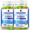 Cretine Monohydrate Gummies 5000mg Creatine for Women & Men 2 Packs, Creatine Monohydrate Chew for Boost Focus, Muscle Energy, 5g Creatine Monohygate per Serving, Sugar Free, Vegan