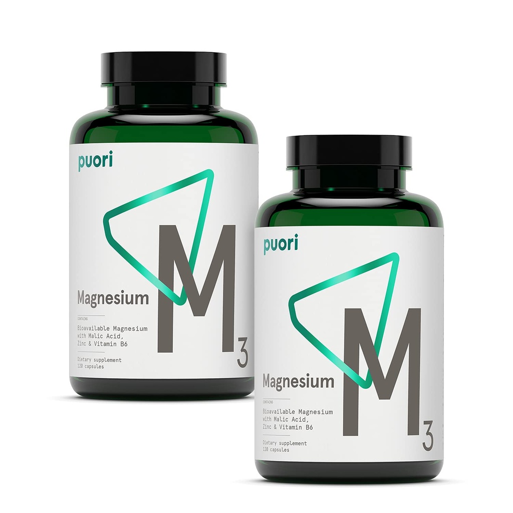 Suplemen Kompleks Puori Magnesium - Penyimpangan Hisap & Gluconate & Gluconate, Zinc, Vitamin B6 & Malik untuk Dukungan Tidur, Imune & Bone Health & Muscle Recovery - 240 Vegan Capsules