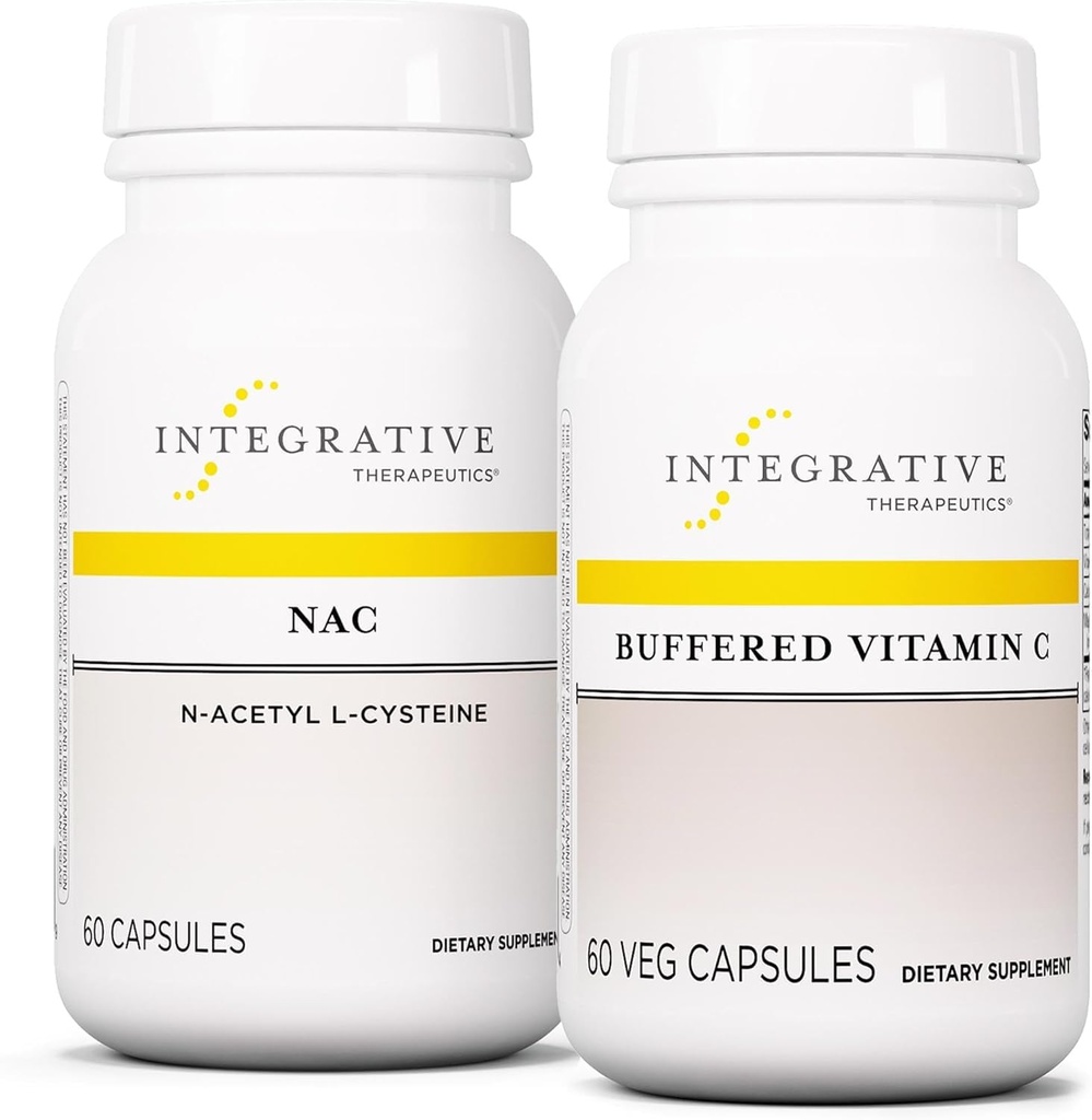 Terpadu Therapeutics Bundle dengan Buffered Vitamin C Capsules 1.000 mg, 60 Vegan Capsules & NAC, 60 Capsules - Imune Suplemen dengan Dukungan Antioksidant * - Dukungan Respiratory & Lung *