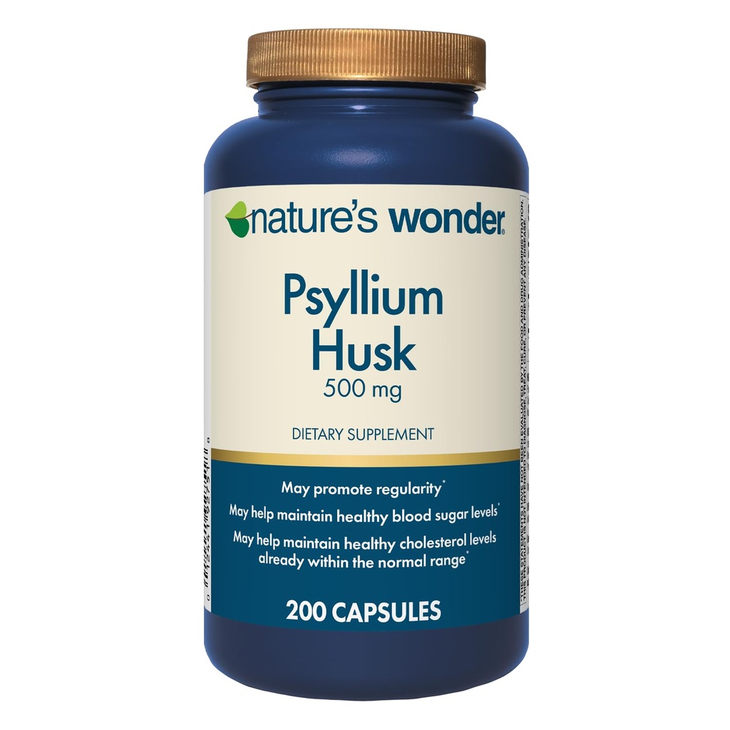 Alam Keajaiban Psyllium Husk 500 mg Capsules untuk Kesehatan Digetical, Tanaman - berbasis Fiber, 200 Count