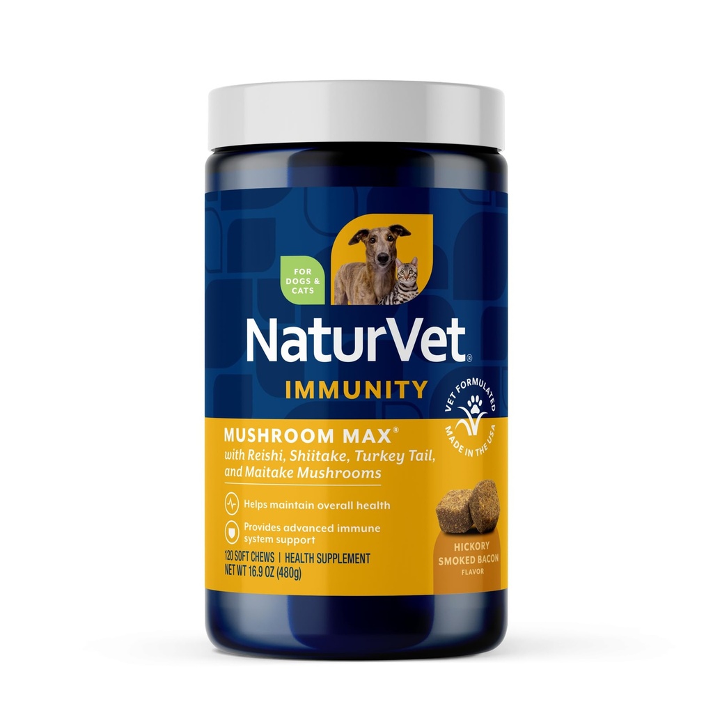 AdvanVet Mushroom Max Advanced Ammune Supplemen Dog - Membantu Strengthen Imunity, Overall Health for Dogs - Termasuk Shitake Mushroom, Reishi, Turkey Tail - 120 Ct.