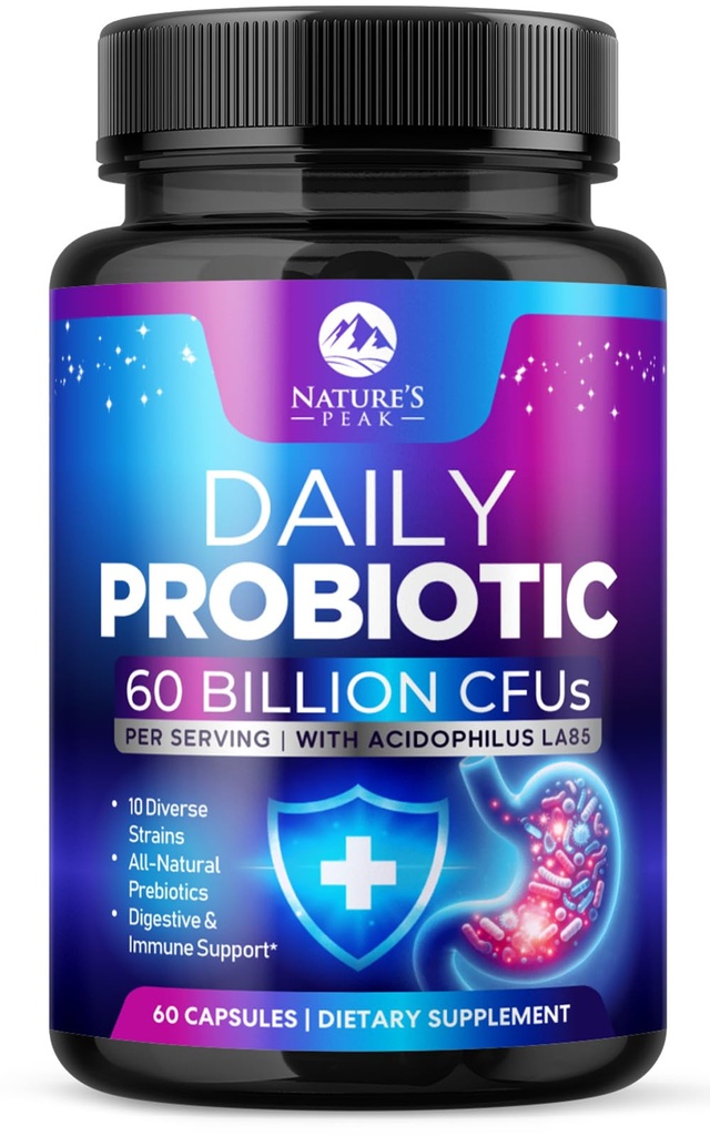 Probilion 60 Milyar CFU - 10 Strains + Digetical Enzymes & Prepotic - Best Probiotic for Women & Men, Supports Imune, Gut Health, Occasional Constipation, Diweises, Gas & Bloating - 60 Capsules