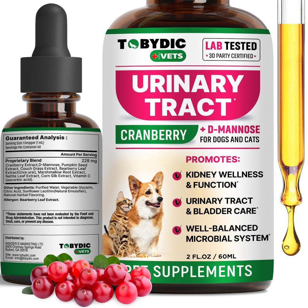 Cat & Dog Natural UTI Medicine & Urinary Trakte Treatment with Cranberry - Kitney + Bladder Suplemen Dukungan - Pencegahan Terbaik Incontinence Urine & Bladder Stones - Pet Renal Health