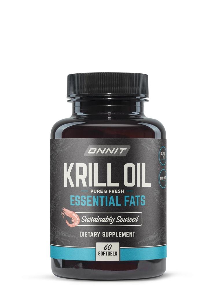 ONNIT Antarctic Krill Oil Soft Gels, IGEN ™ None-GMO Divested Dietary Supplement dengan Omega- 3s, EPA, Astaxanthin & Phospholipids for Cognitive, Cardiovascular & Joint Health, 100mg Per Serving, 60 Count