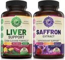 Liver Cleanse Detox Perbaiki Formula dan Pure Saffron Extract Bundle (Satu Botol Masing-masing). Mendukung Kesehatan Hati, Energi Boost, Mood, Fungsi Metabolik. USA Made.